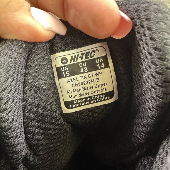 HI TECH Axel 7.5 Inch Men's size 15 Black Leather Boots Steel Toe - Picture 7 of 7